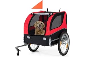 Dog Bike Trailer - HAPPAWS Dog Trailer for Bicycle, Cargo Cycle Trailers Wagon Cart Pet Bike Carrier w/ 3 Doors, Aluminum Wheels, Safety Flag, Easy to Connect&Disconnect, Collapsible to Store