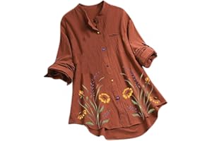 Aniywn Women Round Neck Lace Up Lace Patchwork Flare Pullover Top Casual Plus Size 3/4 Sleeve Floral Printed T-Shirt