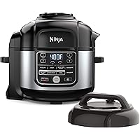 Ninja OS301 Foodi 10-in-1 Pressure Cooker and Air Fryer with Nesting Broil Rack, 6.5 Quart, Stainless Steel