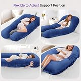 Nuliie Pregnancy Pillow U Shaped Full Body Maternity Support Navy Velvet Cover view 7