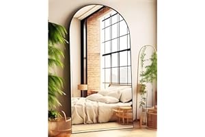 KOMCOTE Arch Mirror Full Length, Floor Length Mirror, Arched Floor Mirror, 76"x34" Wall Mirror Full Length, Oversized Floor Mirror, Bedroom Mirror Full Length, Black Floor Mirror for Living Room.