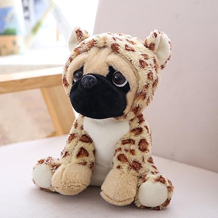 Thboxes Plush Transfiguration Simulation Shar Pei Doll Cute Dog Toys Wearing a Hat as Gifts for Kids & Adults Leopard 20cm