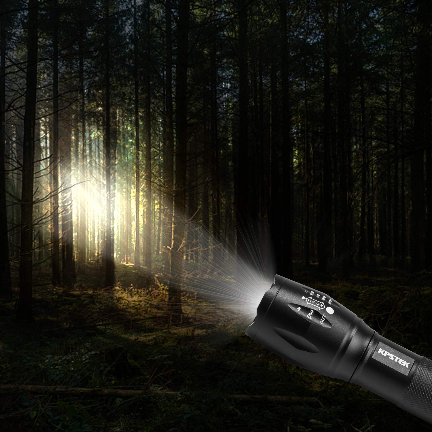 4Pcs Tactical Flashlights, KPSTEK High Lumen XML T6 LED Flashlights Outdoor Portable Water Resistant Tac Light with 5 Modes, Zoom Function, Adjustable Focus (Batteries Included)