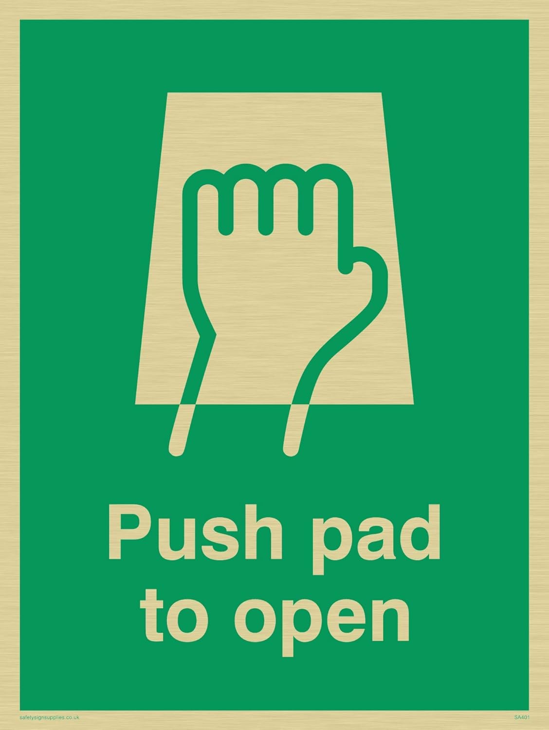 Viking Signs SA401-A5P-G”Push Pad To Open” Sign, Rigid Gold Plastic ...
