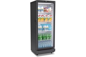 GRS Commercial Display Refrigerator with Glass Door Lock | Cool Air Flow & Temperature | Beverage Cooler, Drink and Wine Fridge with Adjustable Display Shelf for Stores and Bars | Black, 7.1 Cu. Ft