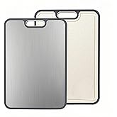 Titanium Cutting Board for Kitchen, 2-in-1 Double-Sided with Food Grade Pure Titanium & Wheat Straw PP, Easy to Clean, Large Size 16” x 11”