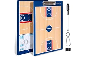 LYINGFISH Basketball Dry Erase Coaches Clipboard，Waterproof Basketball Clipboard for Coaches Double-Sided Basketball White Board for Coaches Writable and Erasable Basketball Dry Erase Board for Coaches （Blue）