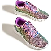 BELOS Women's Glitter Shoes Sparkly Lightweight Metallic Sequins Tennis Shoes Casual Retro Braided Walking Shoes