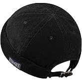 Clakllie Unisex Brimless Sailor Cap Leon Fisherman Hat Rolled Cuff Vintage Landlord Hat Corduroy Skull Docker Beanie Cap