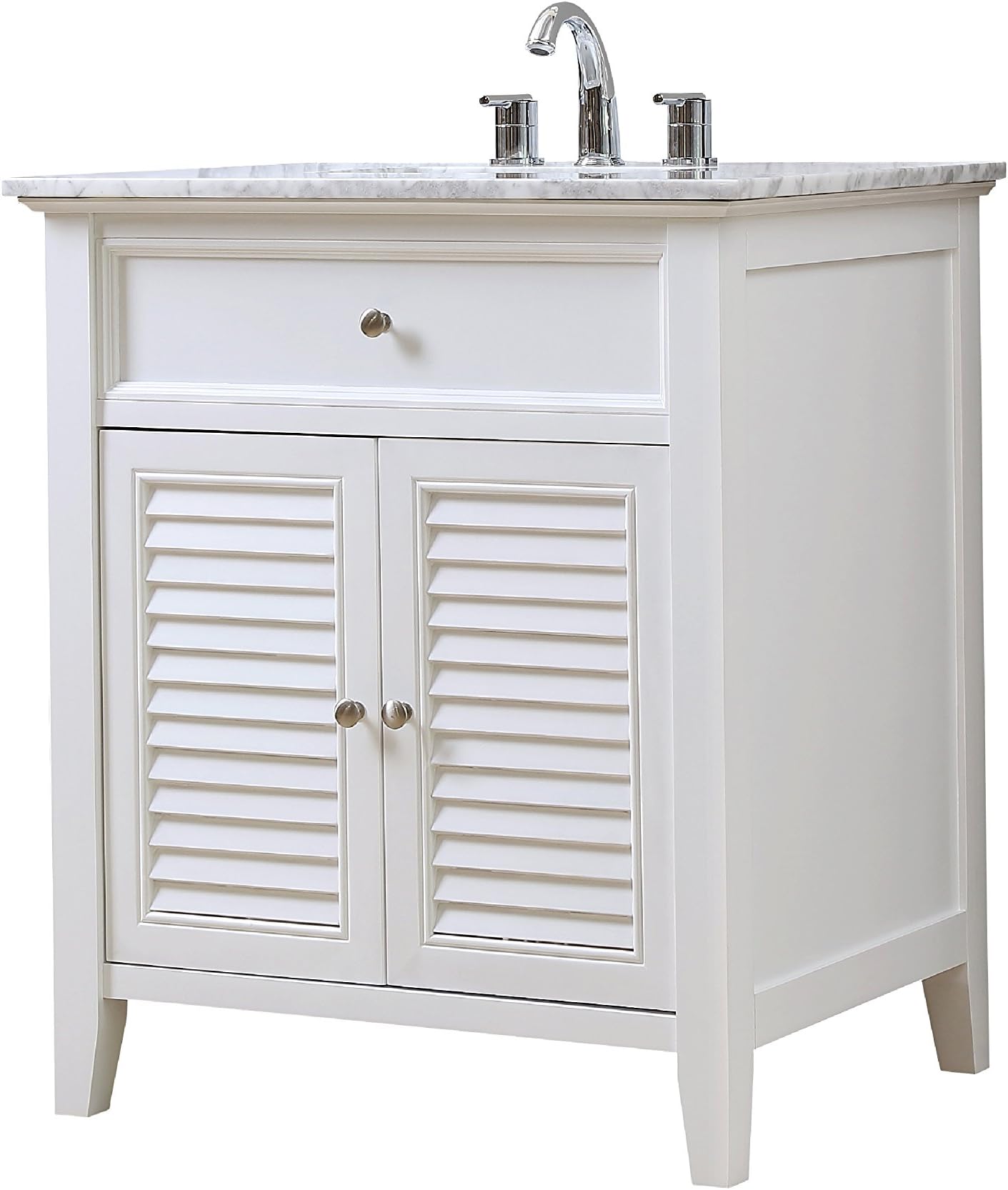 Direct Vanity Sink 32S12-WWC Shutter 32" Vanity with Carrara White Marble Top