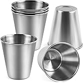 AUEAR, 6 Pack 2.3 Oz Stainless Steel Shot Glass Espresso Cups Barware Drinking Vessel for Bar Home Restaurant