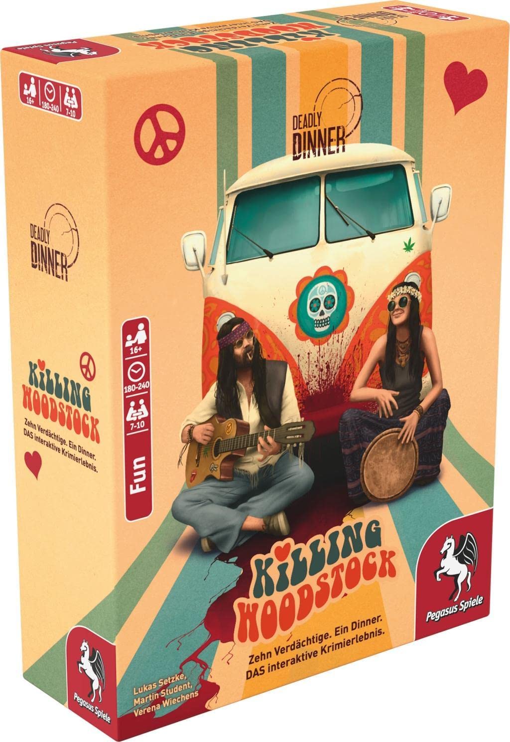 Pegasus Spiele 19012G Deadly Dinner - Killing Woodstock 19012G - Deadly Crime Home - 7 to 10 Crime Games for Adults Crime Dinner Game