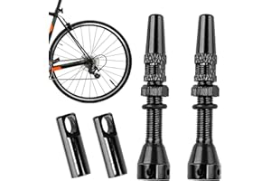 YENOVO 2PCS 44mm Tubeless Presta Valve Stem, Bluck Lightweight Alloy Bike Valve Stem Kit with Valve Core Removal Tool and Valve Stem Cap, for Bicycle Tire Valve Stem Replacement(44mm 15g)