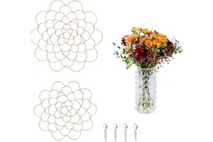 LONCHDAN 2Pcs Floral Grid for Vase 5/6Inch Flower Frogs for Arrangements Vase Flower Arrangement Holder Wire Flower Arranger Metal Flower Grid for Vase Reusable Flower Vase Separator Floral Grate(Gold-2)