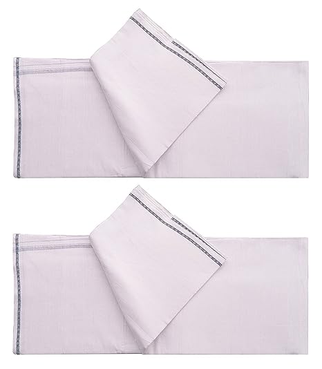 DD'S White Lungi/Sarong Pure Cotton (Pack of 2)(2.5 Meter)