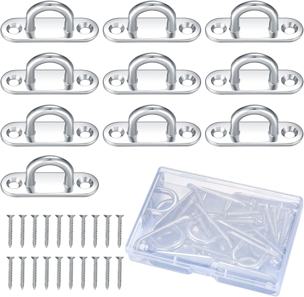 pzihao 10Pcs M5 Stainless Steel Pad Eye Plate with Screws 4 Holes 2.9mm