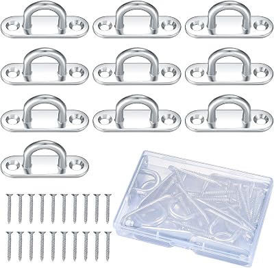 pzihao 10Pcs M5 Stainless Steel Pad Eye Plate with Screws 4 Holes 2.9mm