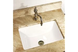 Highpoint Collection Bathroom Sink – 16"x11" Undermount Small Bathroom Sink with Overflow, Rectangular, Enamel Glazed Ceramic, for Mini Tiny Bathrooms HP-1611W