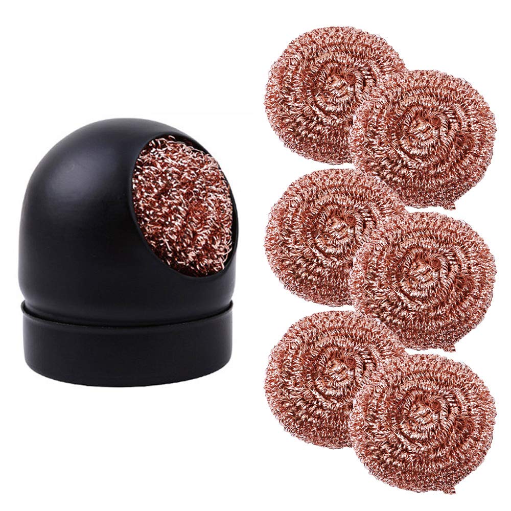 ExcInter Black Iron Tip Cleaner + 6pcs Cleaning Ball Soldering Solder Tips Cleaning Wire and Metal Brass Holder Station