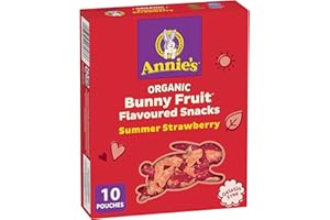 ANNIE'S - FAMILY PACK - Organic Fruit Flavoured Snacks Strawberry, Pack of 10 Pouches, Natural Strawberry Flavours, No Synthe