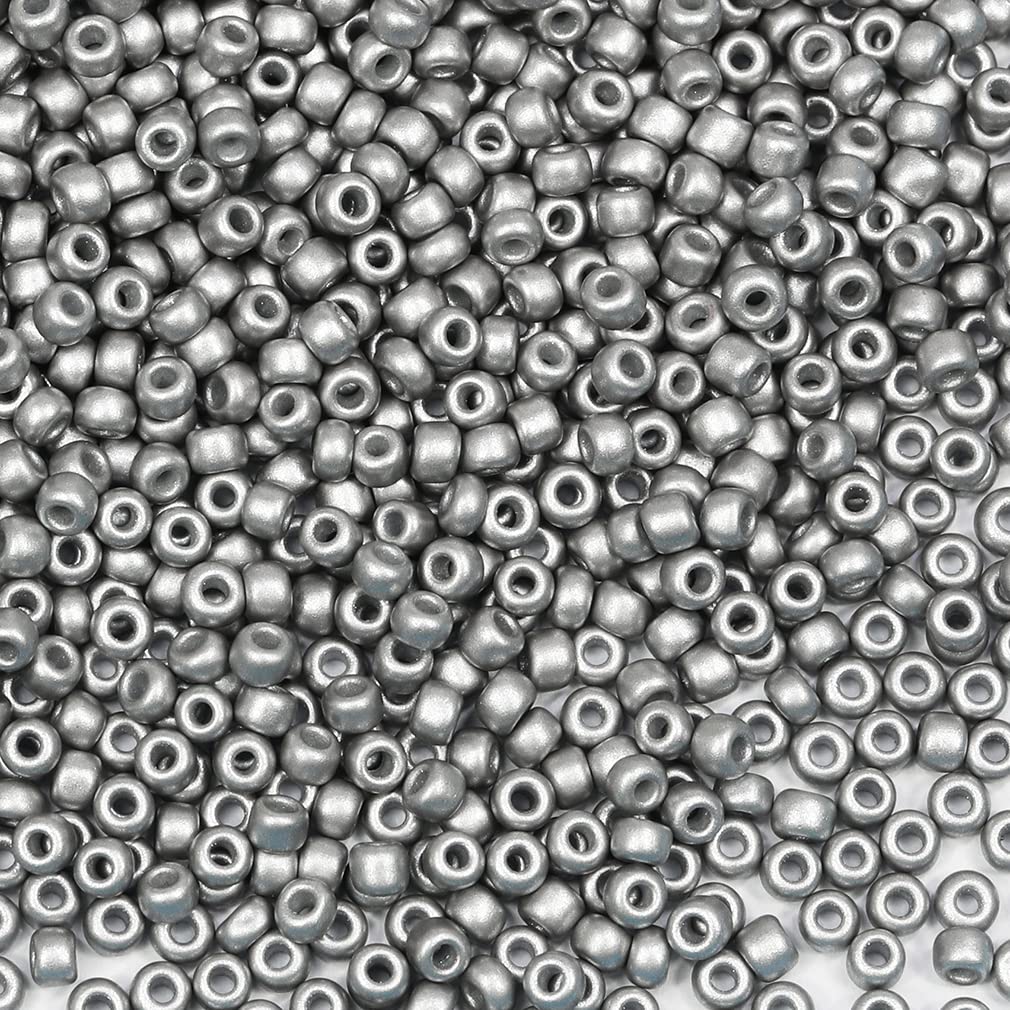 Bala&Fillic Matte Silver Color 3mm Seed Beads About 3600pcs/100Grams in Bag, 8/0 Glass Craft Beads for Making Bracelet Necklace Earring(Matte Silver)