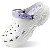 PIMIO Women's Platform Clog, Non-Slip Slip-On Garden Shoes with Arch Support Removable Cushion Footbed Comfortable Beach Outdoor Sandal Slippers for Women