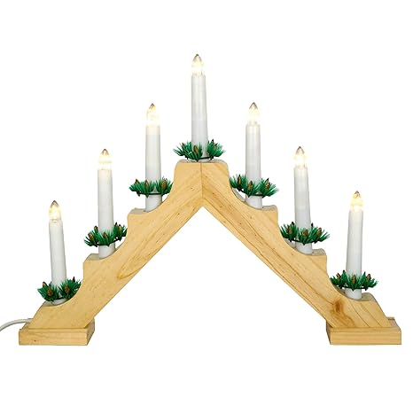 Nipach Gmbh Schwibbogen Aus Holz 7 Led Lichterbogen Dreieckform Leuchtfarbe Warm Weiß Leuchtbogen Weihnachtsbeleuchtung Weihnachtsdeko Xmas
