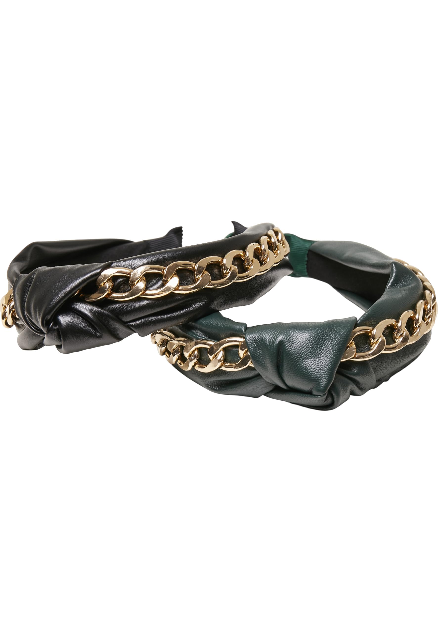 Urban Classics Unisex Alice Band With Chain 2-Pack Headband, black/bottlegreen, One Size