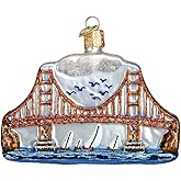 Old World Christmas Golden Gate Bridge Glass Blown Ornament for Christmas Tree, Handcrafted Holiday Decoration, Landmark Collection