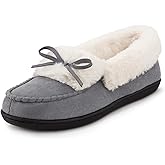 RockDove Women's Faux Fur Lined Micro Suede Moccasin Slipper