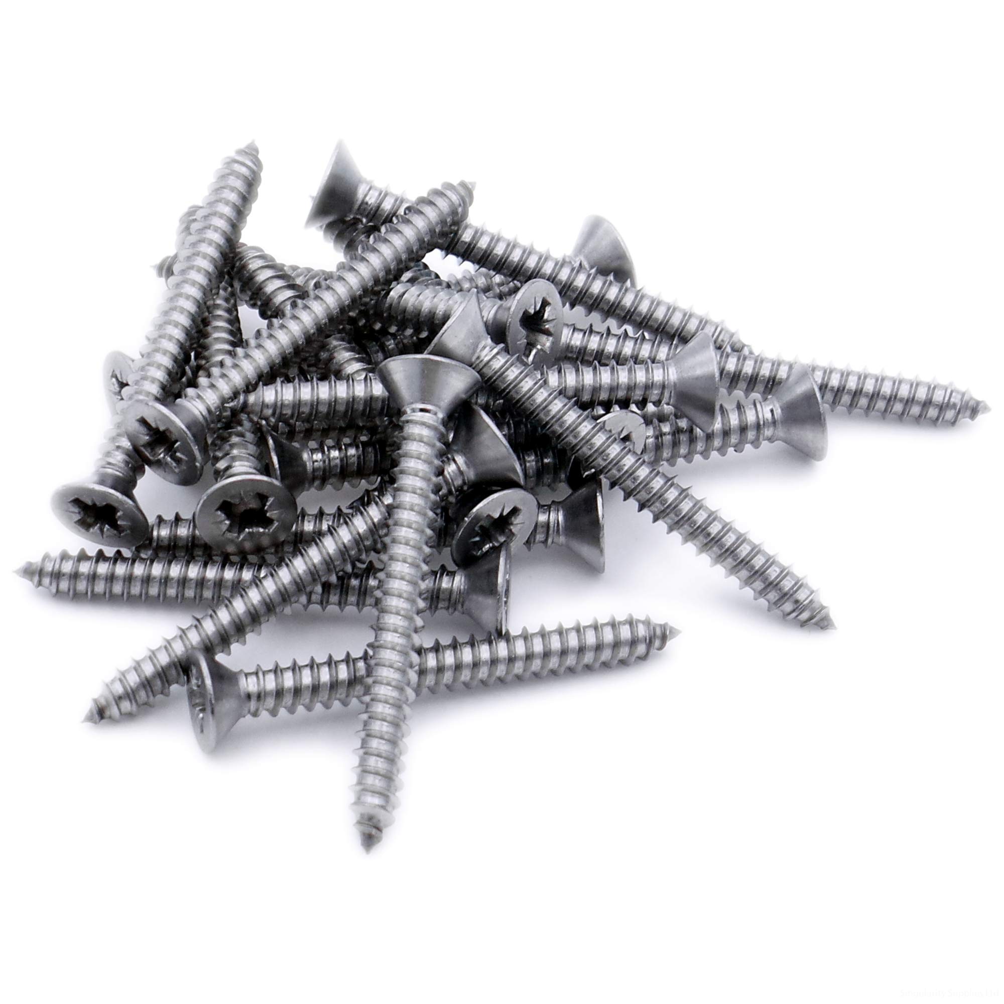 No.10 x 0.625 (4.8mm x 16mm) Pozi Countersunk Self-Tapping Screw - Stainless Steel (A2) (Pack of 20)