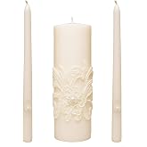 Hosley 11.5-Inch Wedding Unity Candle Set &ndash; Cream Pillar &amp; 2 Taper Candles for Ceremony, Special Events, Emergency Kit, Reiki Spa Meditation