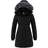wantdo Women's Waterproof Winter Coat Warm Long Puffer Jackets with Faux Fur Hood Thicken Parka