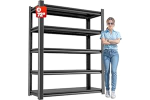 OLLRRACT 5 Tier Heavy Duty Metal Shelving Unit - Industrial Storage Shelf for Garage and Industrial Use - Durable Storage Shelf Organizer, 24" D x48" W x72" H