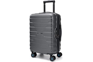 BAGSMART Carry On Luggage 22x14x9 Airline Approved with TSA Lock,20 Inch Lightweight Luggage with Spinner Wheels,100% PC Hard Shell Carry On Suitcases for Men Women,Silver Gray