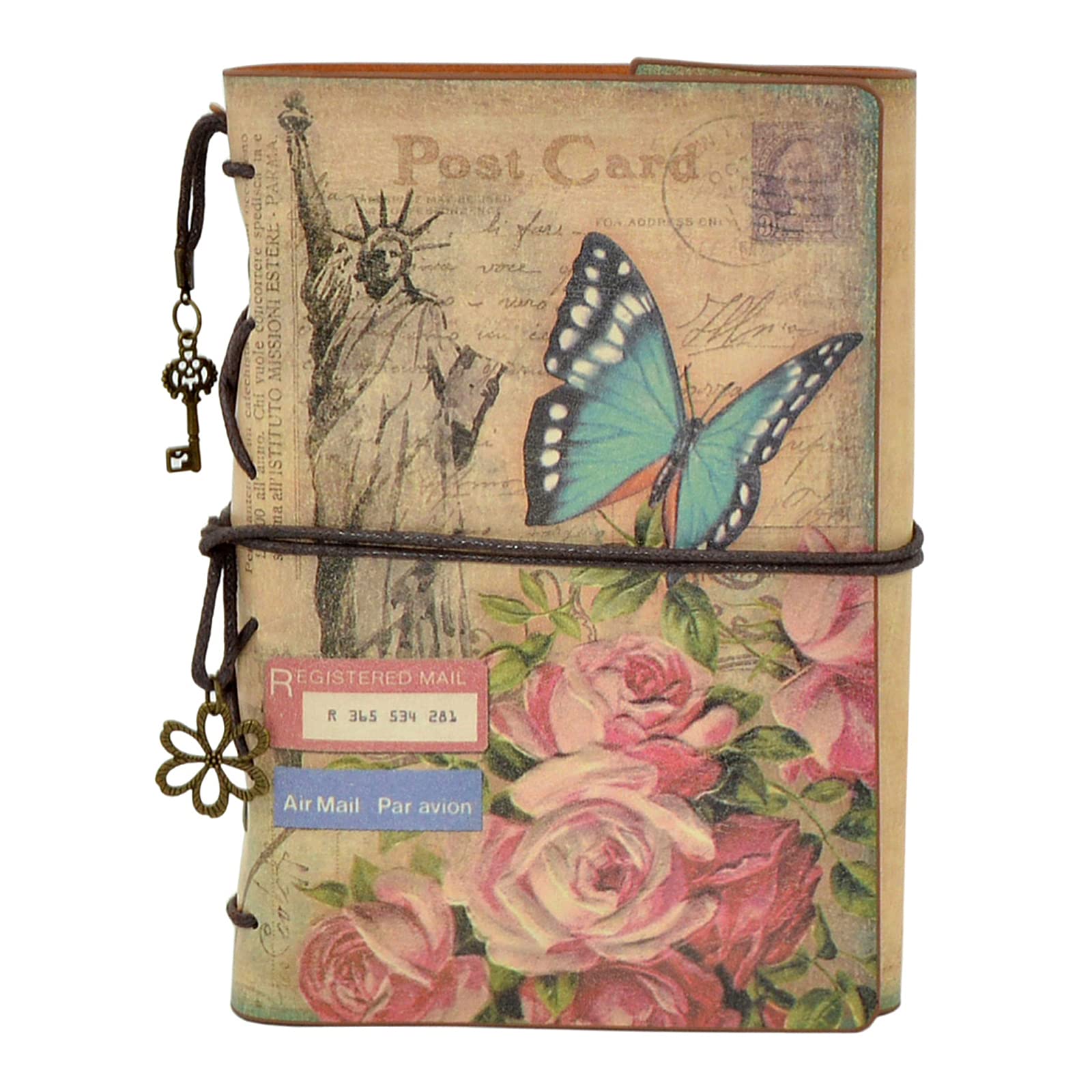 NectaRoy Retro Vintage Leather Writing Journal Notebook, 6-Holes European Style Spiral Bound Loose-Leaf Refillable Daily Sketchbook Diary Traveler with Blank Inserts and Zipper Pocket, 185x130mm