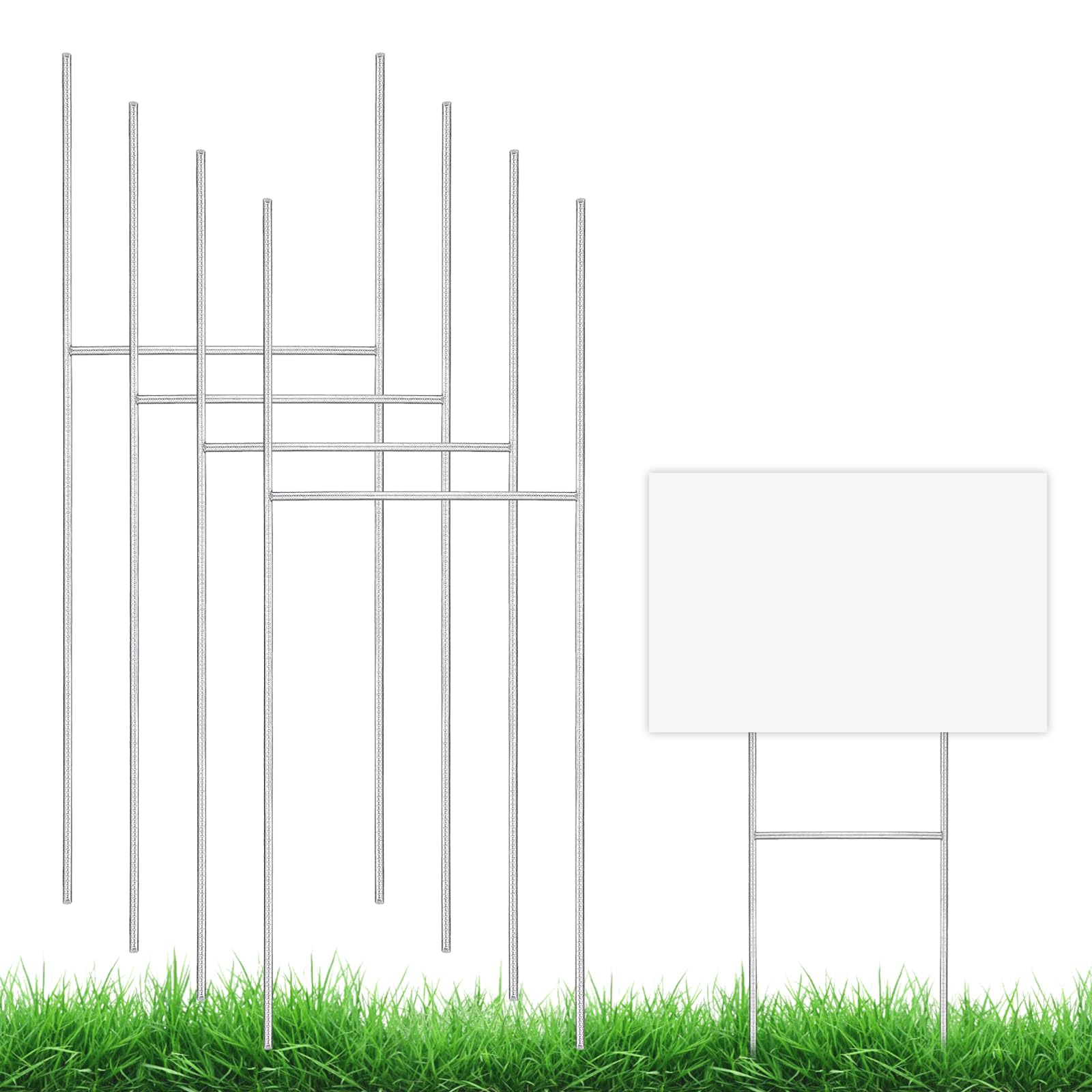 Photo 1 of GUGEMEI 4 Pack Yard Sign Stakes Metal, 17X6 INCH Yard Stakes for Signs Weatherproof H Frame Wire Stakes for Corrugated Plastic Sign, Estate, Garage Sales