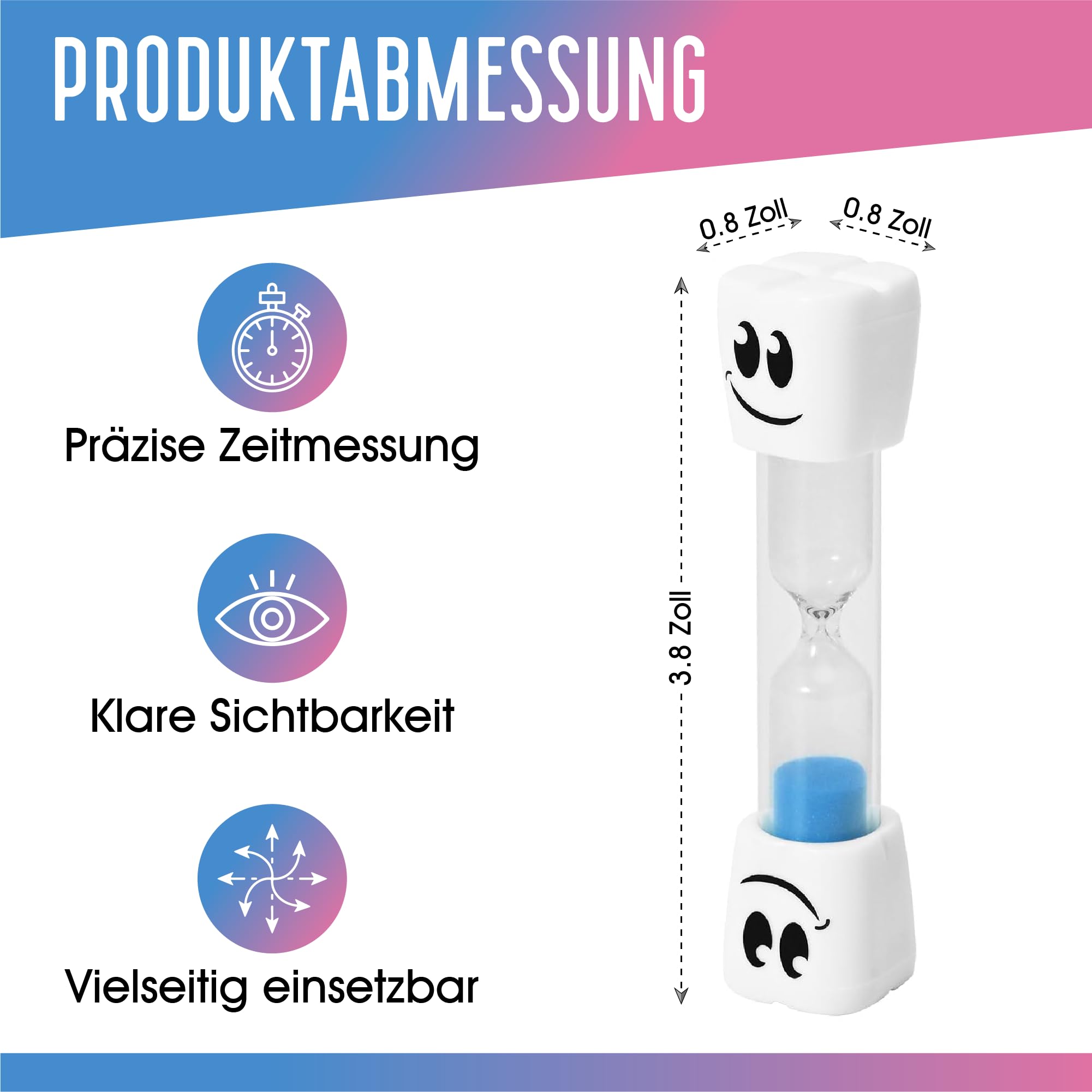 TeacherFav 2-Minuten-Sanduhr zum Zähneputzen für Kinder – 2er-Set kleine Blaue und rosa Smiley-Sanduhren 3