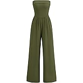 PRETTYGARDEN One Piece Strapless Jumpsuits for Women Dressy Casual Wide Leg Tube Rompers Jumper Beach Vacation Summer Outfits