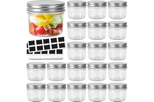 4 oz Mason Jars with Silver Airtight Lids,20 Pack 100ml Round Glass Canning Jar,Small Kitchen Storage Jar for Jams,Fruits,Spi