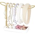Mkono Headband Holder Metal Headband Organizer Gold Headband Stand Hair Accessories Organizer for Women Teen Girl Gifts Scrunchie Storage Display Rack for Claw Clip and Bracelets Dorm Bedroom Decor