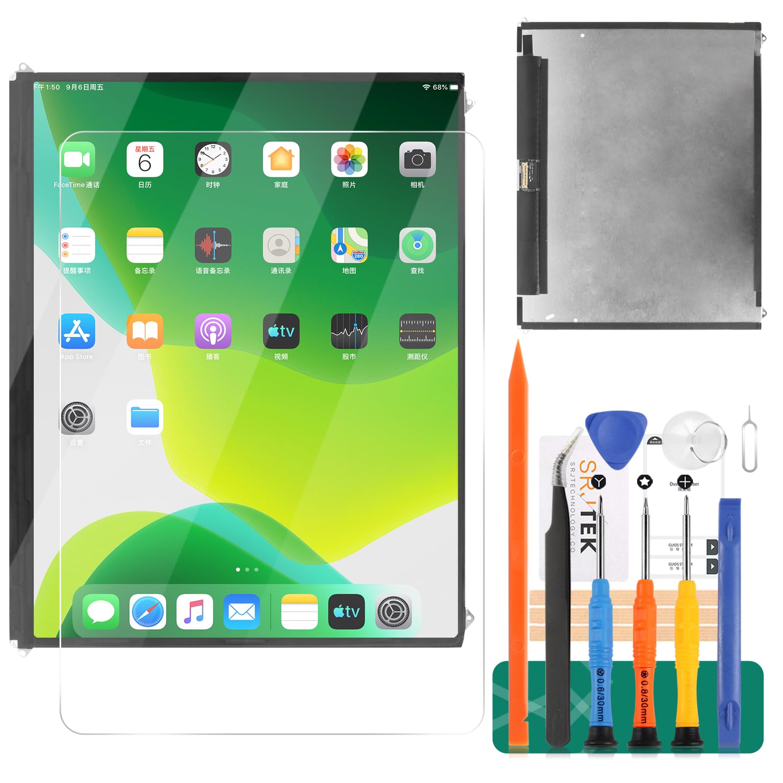 SRJTEK For iPad 2 LCD Diplay For iPad2 A1395 A1396 A1397 LCD Screen Replacement Repair Parts Kits (Only LCD)