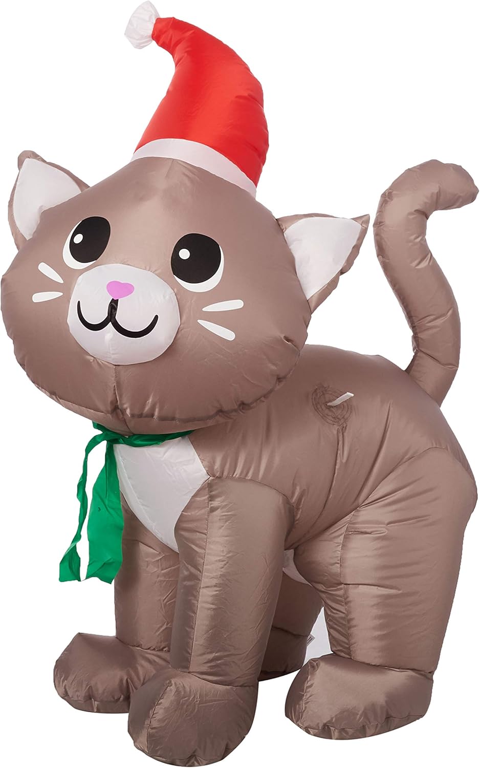 Gemmy Inflatable 3.5' Tall Christmas Kitten Cat with Santa Hat Outdoor Holiday Decoration