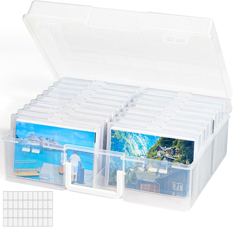 Lifewit Photo Storage Box 4x6 Case 18 Inner Boxes Clear 13.83 x 11.16 in