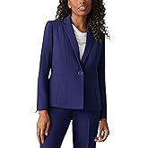 Kasper Womens Stretch Crepe One Button Blazer