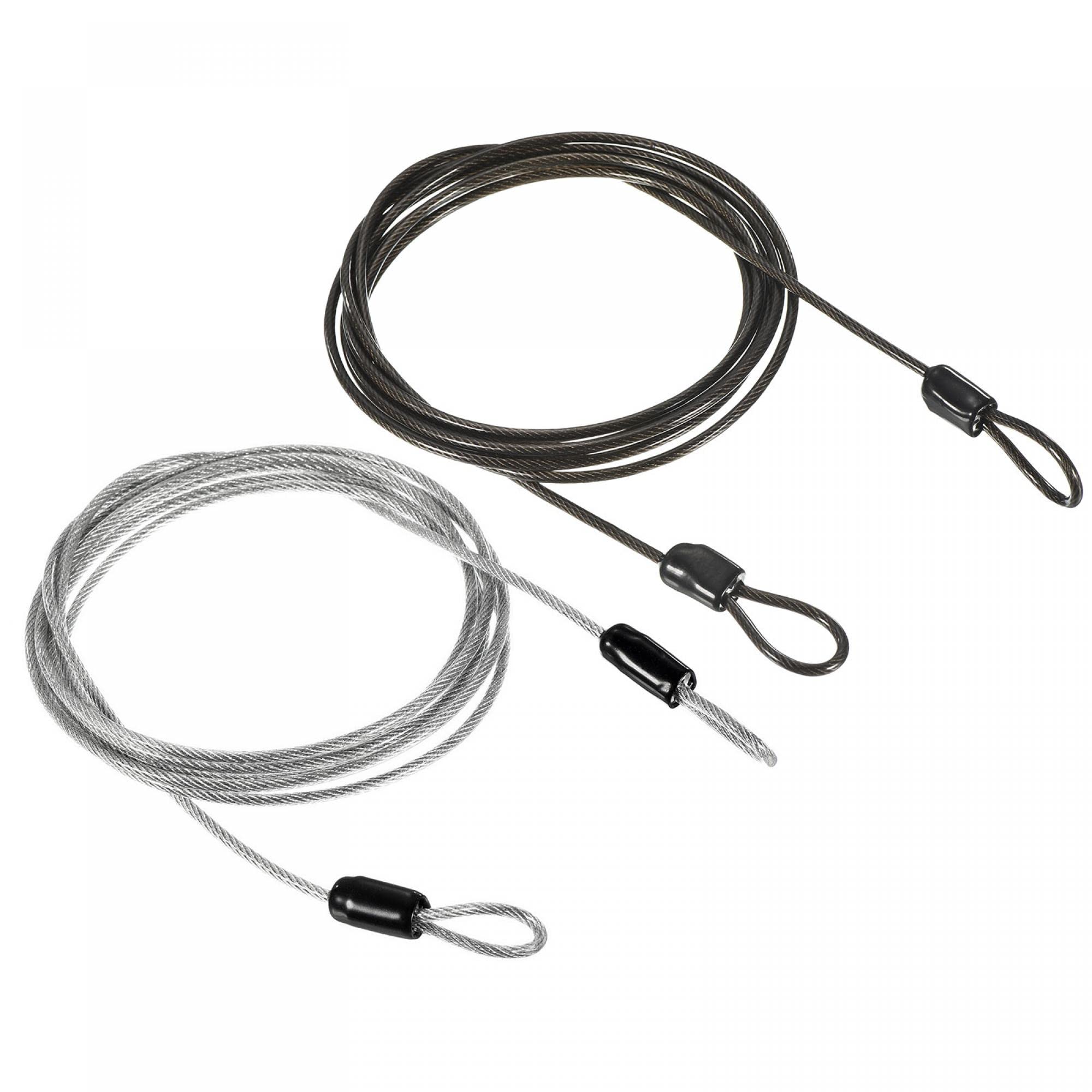 PATIKIL Security Steel Cable 2.5mm x 2m/6.56ft Coated Luggage Lock Wire Rope with Double Loop Transparent, Black 2 Pack