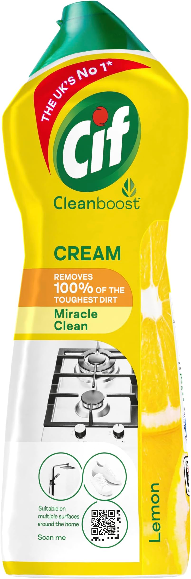 Cif Lemon Cream Cleaner Multipurpose Cleaner 750 ml with 100% natural cleaning