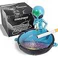 Ash Tray, Cute Cool Hand-Painted Resin Decorative Ashtray for Cigarettes and Cigar, Fancy Home Decor Smoking Accessories, Perfect for Indoor Outdoor Home Use, Great Christmas, Father's Day Gift (Blue)