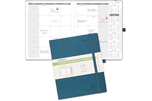 POPRUN Monthly Planner 2024-2025 (8.5" x 10.5"), 18-Month Calendar Book (Jul.2024-Dce.2025) Soft Cover, Calendar Planner with Monthly Tabs & Pocket, 100 GSM Paper - Night Sky Blue