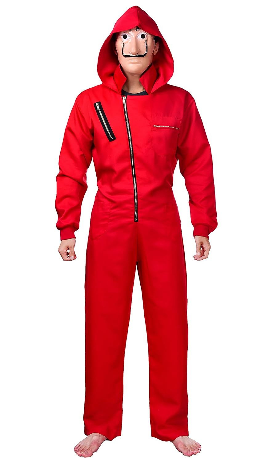 Matt Viggo Unisex La Casa de Papel Costume Money Heist Jumpsuit Overall and Dali Mask Halloween